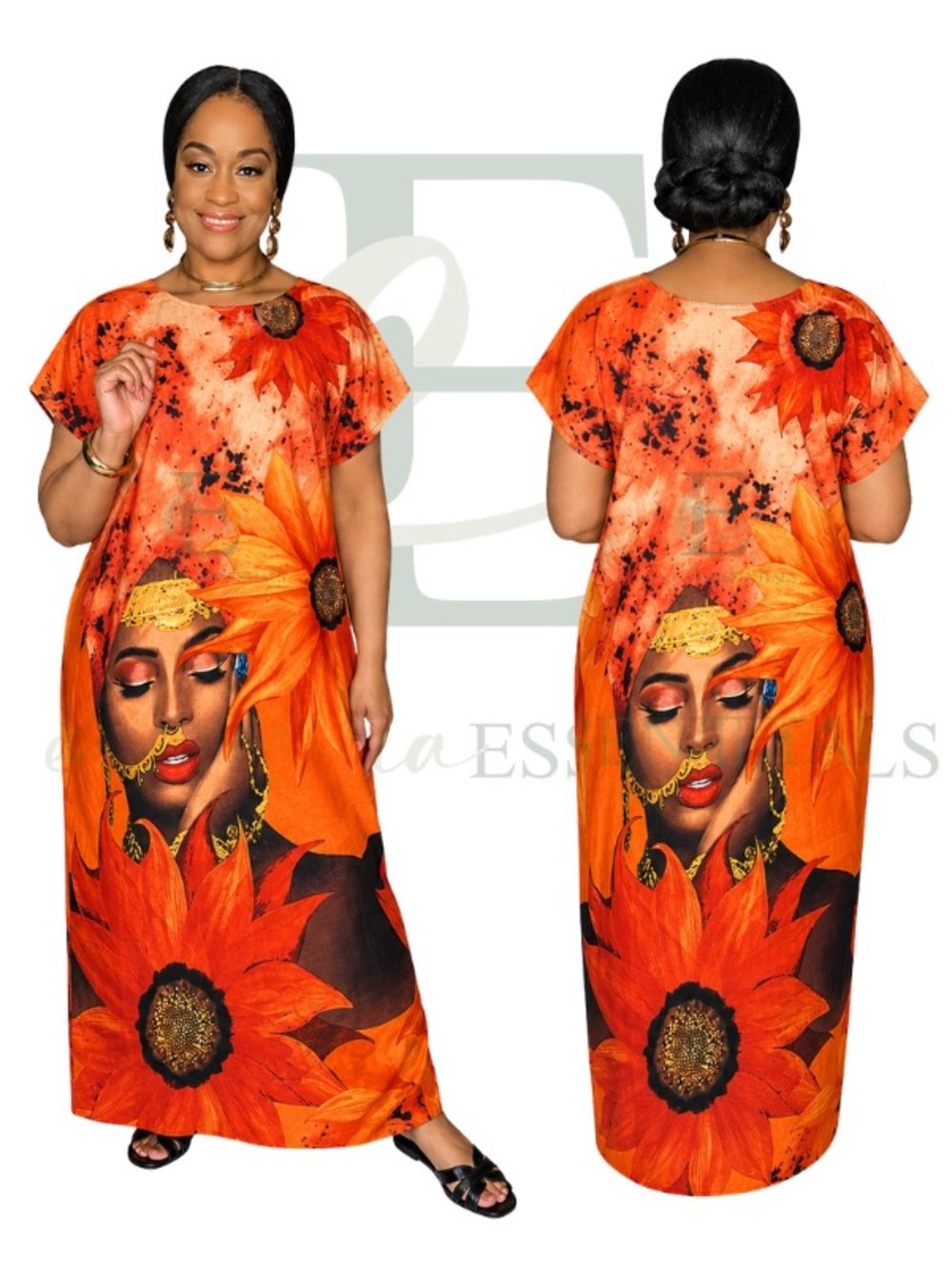 Sunset Sunflower Maxi MuuMuu Dress (XL-3X) | One Size